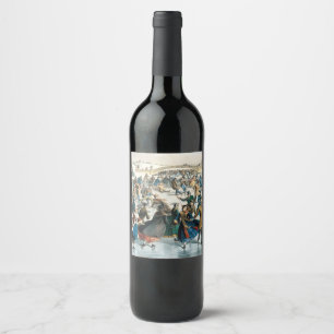 Victorian Christmas Central Park Currier & Ives Wine Label