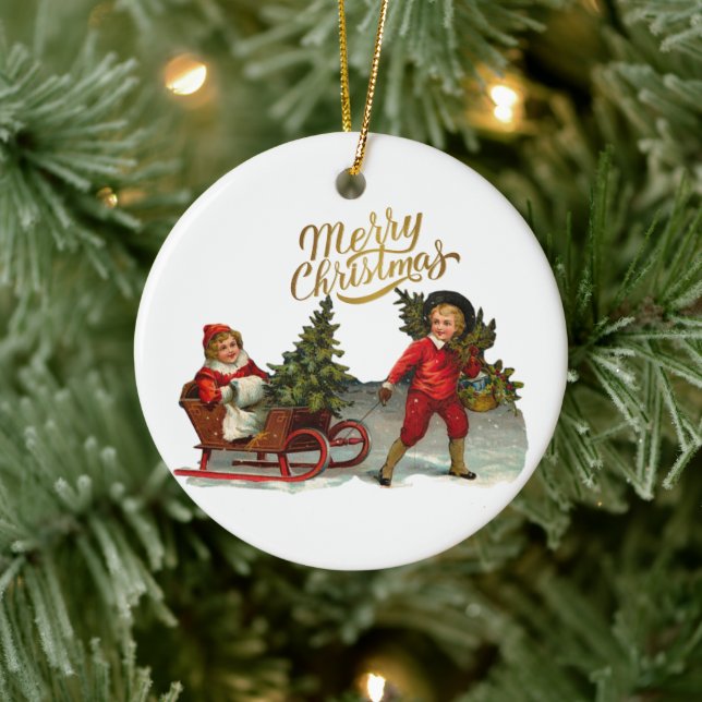 Victorian Christmas Ceramic Ornament (Tree)