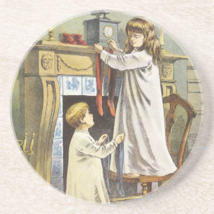 Victorian Christmas, Children Christmas Stockings Coaster