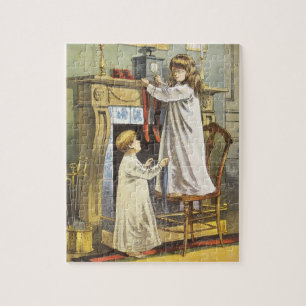 Victorian Christmas, Children Christmas Stockings Jigsaw Puzzle