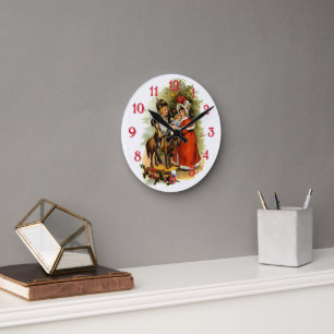 Victorian Christmas Children Round Clock