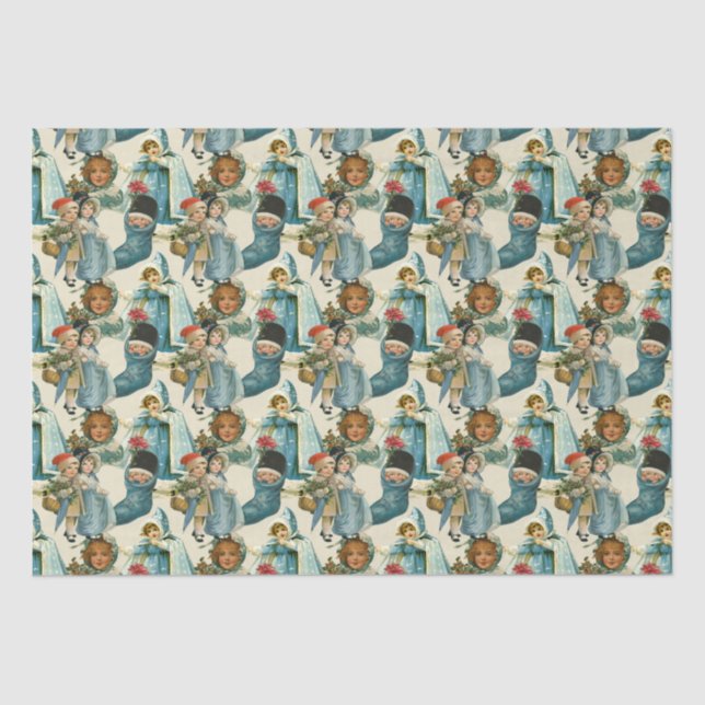 Victorian Christmas Children  Tissue Paper (Front)