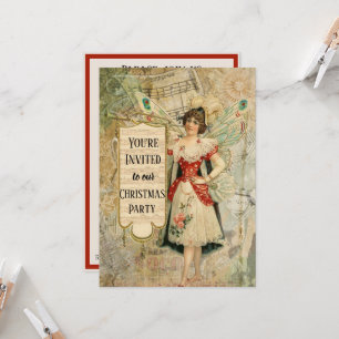 Victorian Christmas Fairy Announcing Music Invitation