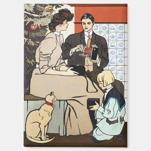 Victorian Christmas Family Antique Camera Art Magnet