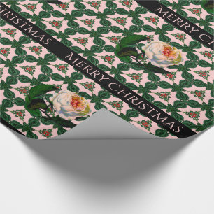 Victorian Christmas Flower on Pink Wrapping Paper