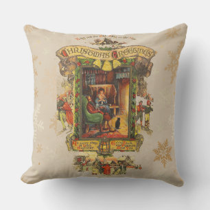 Victorian Christmas Greeting Pillow