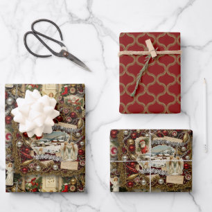 Victorian Christmas Heirloom Holiday Wrapping Paper Sheet