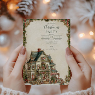 Victorian Christmas House Invitation
