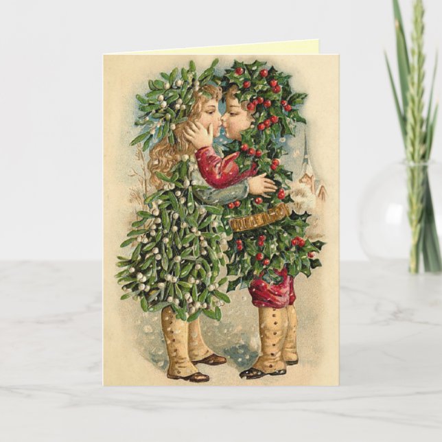 Victorian Christmas Kiss Card (Front)