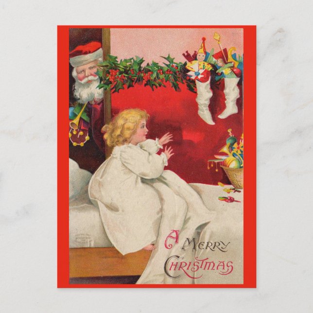 VIctorian Christmas morning A Merry Christmas Postcard (Front)