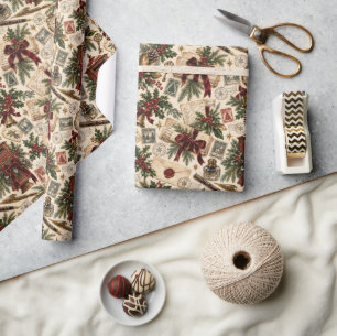 Victorian Christmas Post Office Wrapping Paper
