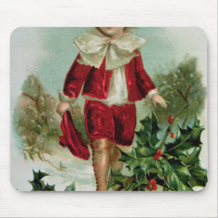 Victorian Christmas postcard depicting a boy Mouse Pad