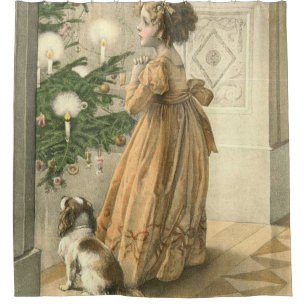 Victorian Christmas Retro Vintage Holiday Shower Curtain