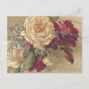 Victorian Christmas Roses Holiday Postcard