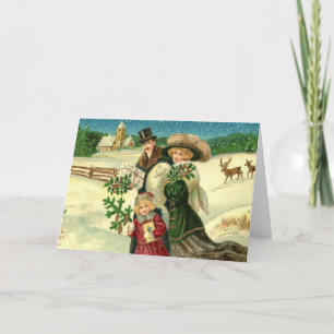 Victorian Christmas Scene In The Snow  Card