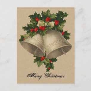 Victorian Christmas Silver Bells Postcard