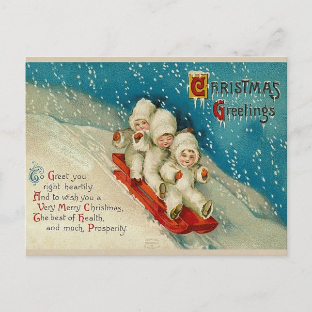 Victorian Christmas Snow Baby Postcards (Front)