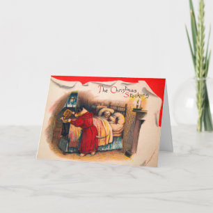 Victorian Christmas Stocking Dogs Holiday Card