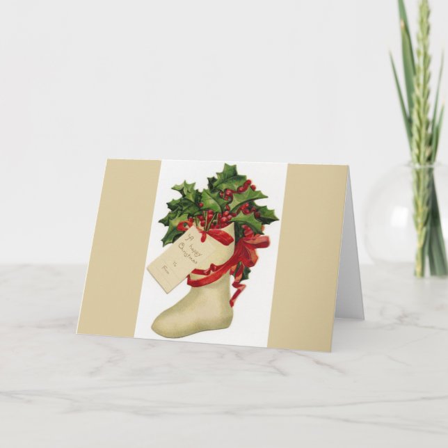 Victorian Christmas Stocking Greeting Card (Front)