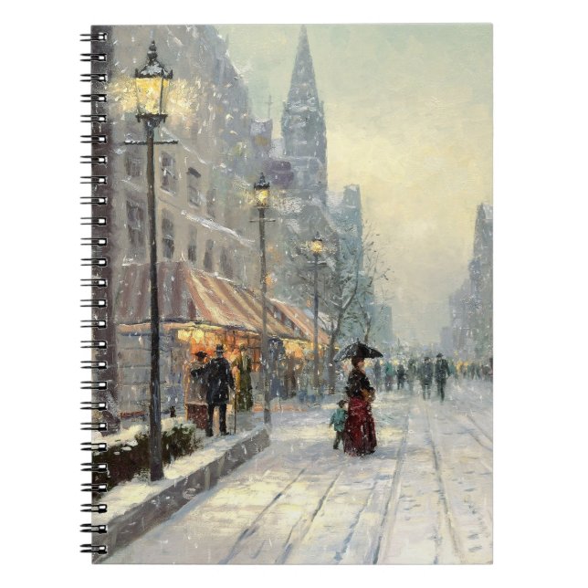 Victorian Christmas Street Scene  Notebook (Front)