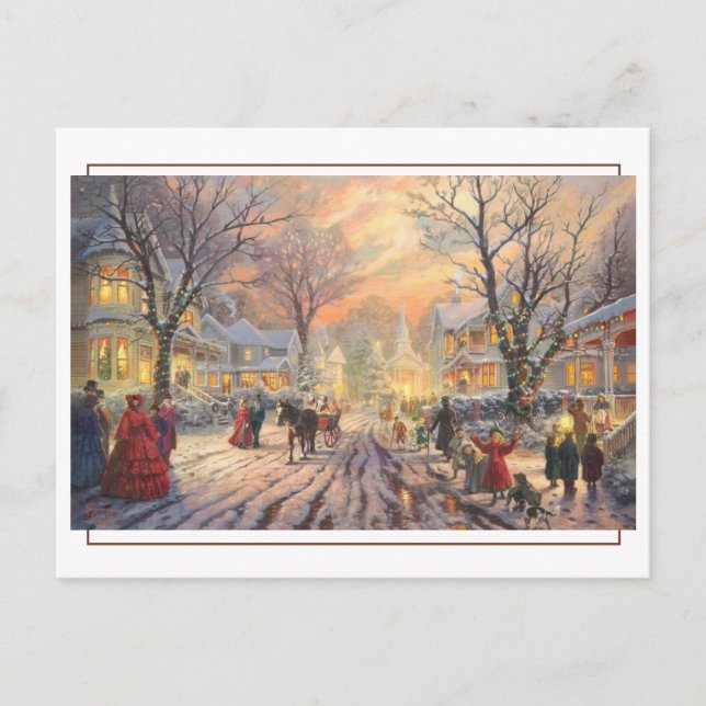 Victorian Christmas Street Scene  Postcard (Front)