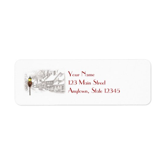 Victorian Christmas Town Return Address Labels