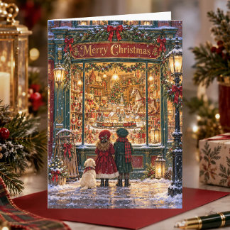 Victorian Christmas Toy Shop Nostalgic Christmas Holiday Card