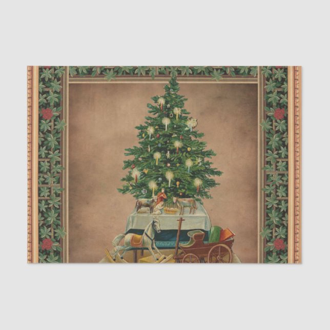 Victorian Christmas Tree and Toys Tissue Paper (Front)