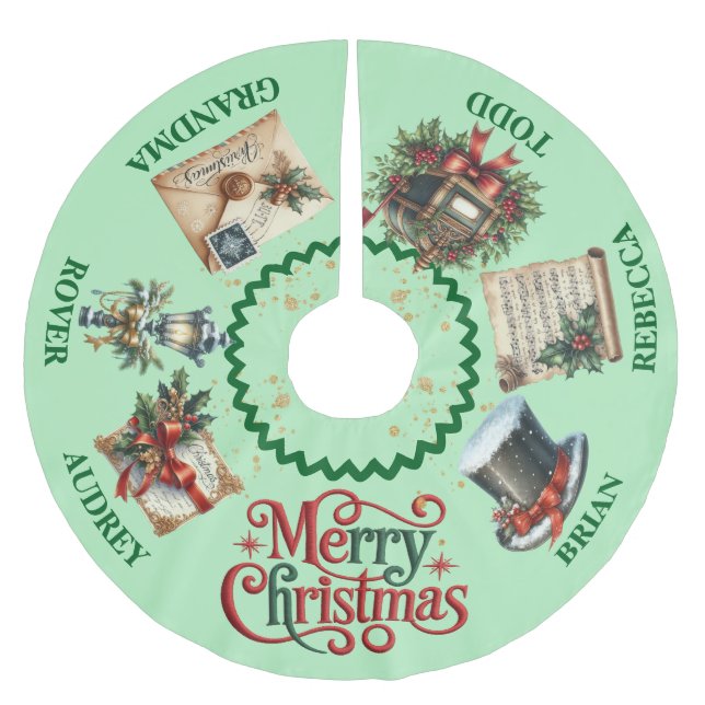 Victorian Christmas Tree Skirt with Names (Front)