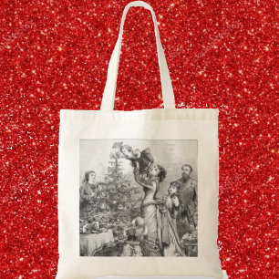 Victorian Christmas Tree Star Tote Bag