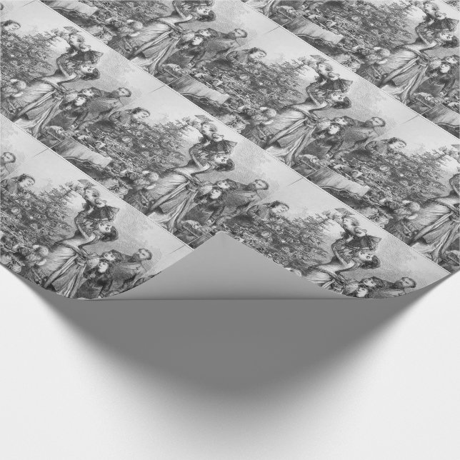 Victorian Christmas Tree Star Wrapping Paper (Corner)