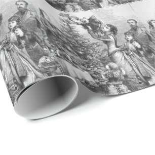 Victorian Christmas Tree Star Wrapping Paper