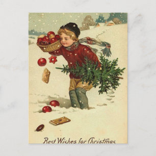 Victorian Christmas Vintage Retro Art Holiday Postcard