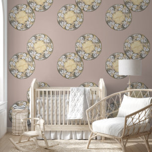 Victorian Circular Pattern Taupe Peach Wallpaper