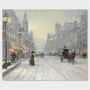 Victorian City Christmas Street Scene Wrapping Paper