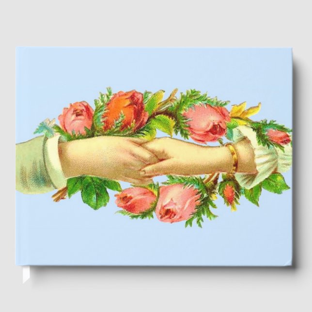 Victorian clasped hands print guest book (Front)