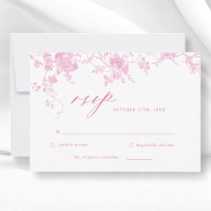 Victorian Classic Pink Floral Wedding RSVP Card