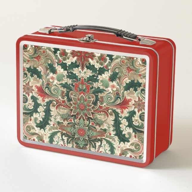 Victorian/Classic/Vintage Christmas Metal Lunch Box (Front)