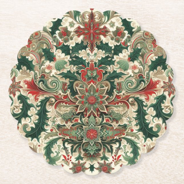 Victorian/Classic/Vintage Christmas Paper Coaster (Front)