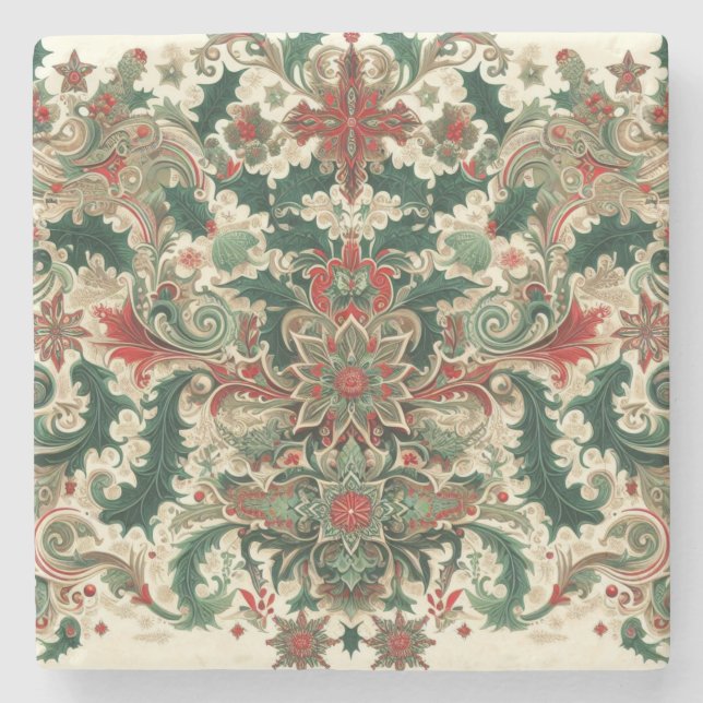 Victorian/Classic/Vintage Christmas Stone Coaster (Front)