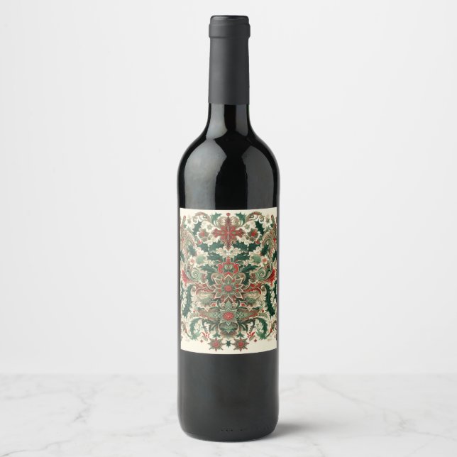 Victorian/Classic/Vintage Christmas Wine Label (Front)