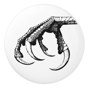 Victorian clawfoot talon black and white ceramic knob