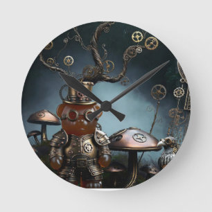 Victorian Clockwork Gummy Bear Mechanical Raven Round Clock