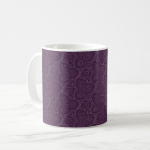 Victorian Cloverleaf Floral, Aubergine Coffee Mug