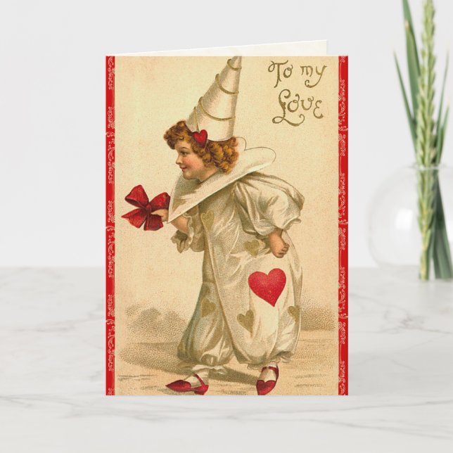 Victorian Clown Valentine's Day Card (Front)