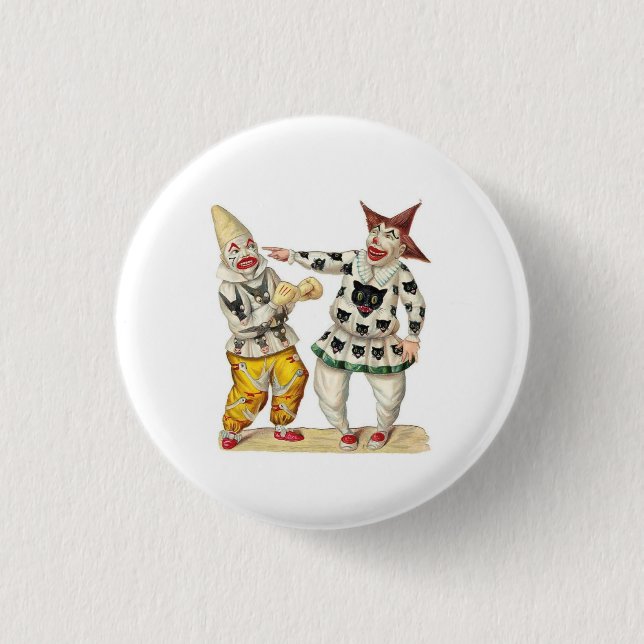 Victorian clowns button pin (Front)