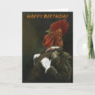 Victorian  Cockerel Birthday Card