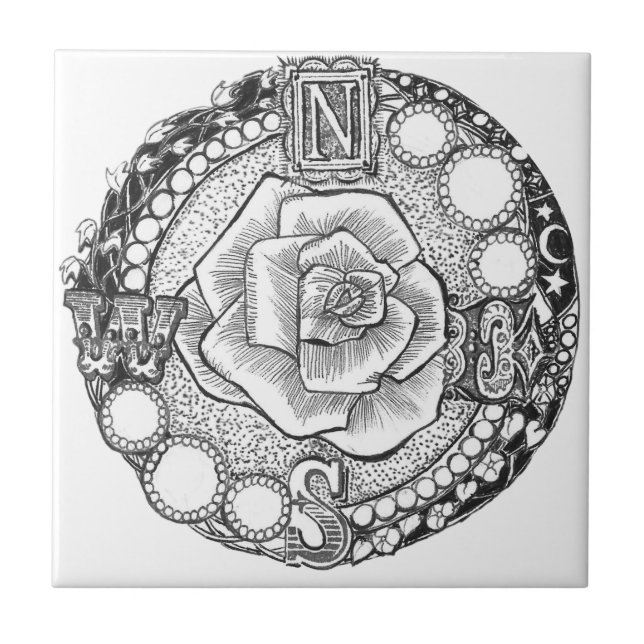 Victorian Compass Rose Ceramic Tile (Front)