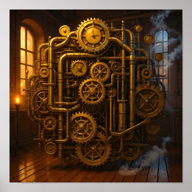 Victorian Control Room Steampunk Canvas Wall Art (Front)