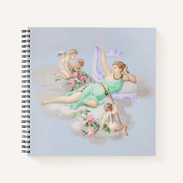 Victorian Coquette Pastel Angel Clouds Notebook (Front)